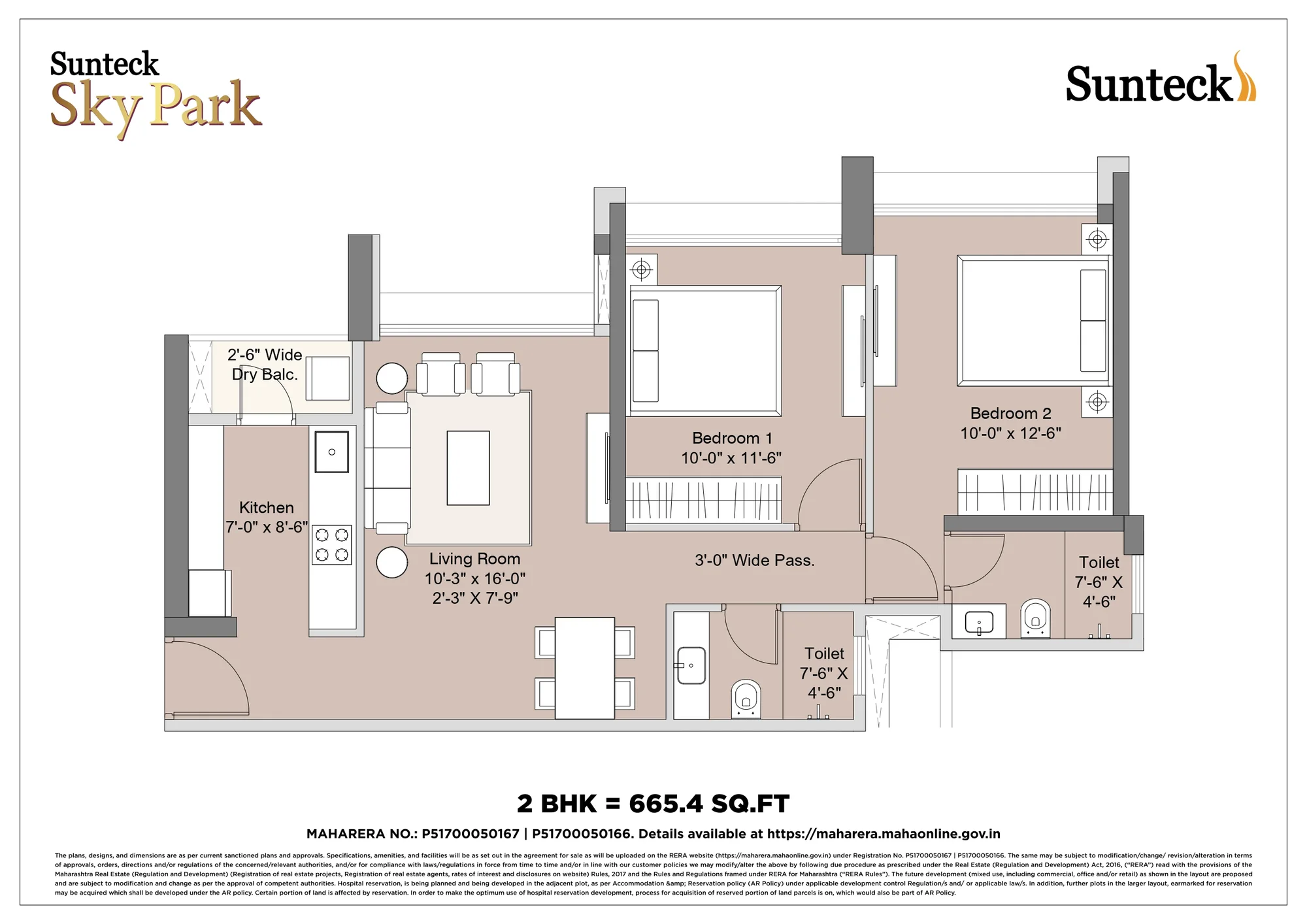 Sunteck Sky Park, Kanakia Road, Mira Road East: 2 & 3 BHK Flats — floor plan preview