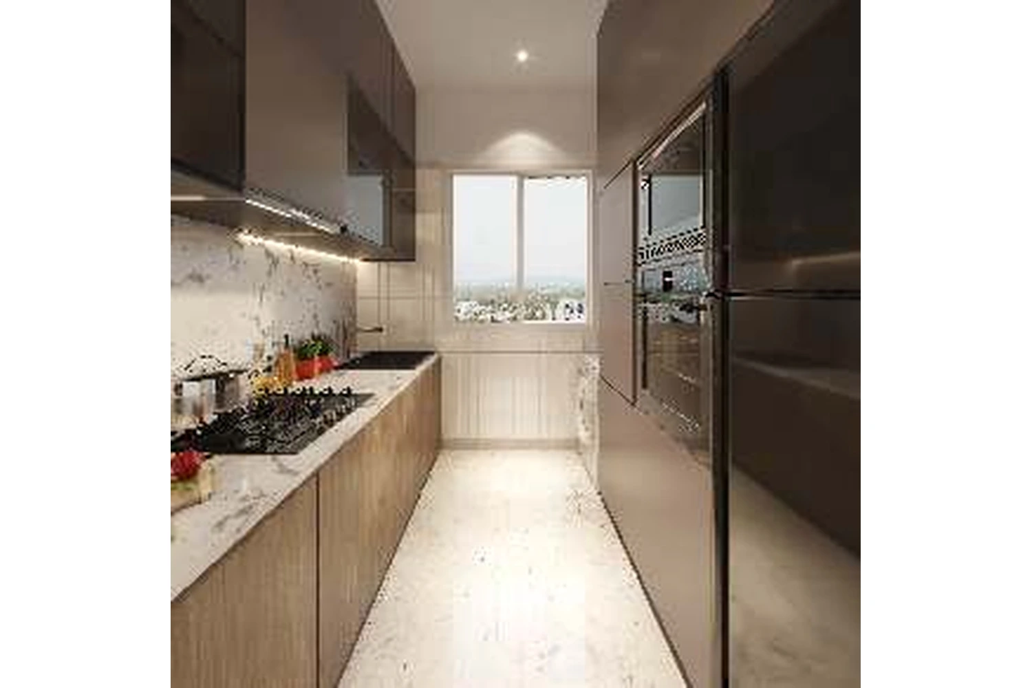 Living room with large windows, SK Imperial Garden 3 BHK, Mira Road East