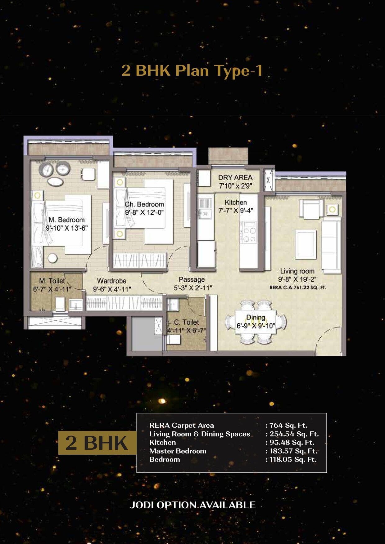 Sonam Mira Crest (Indradhanush), Mira Road: 2 BHK + Jodi Flats — floor plan preview