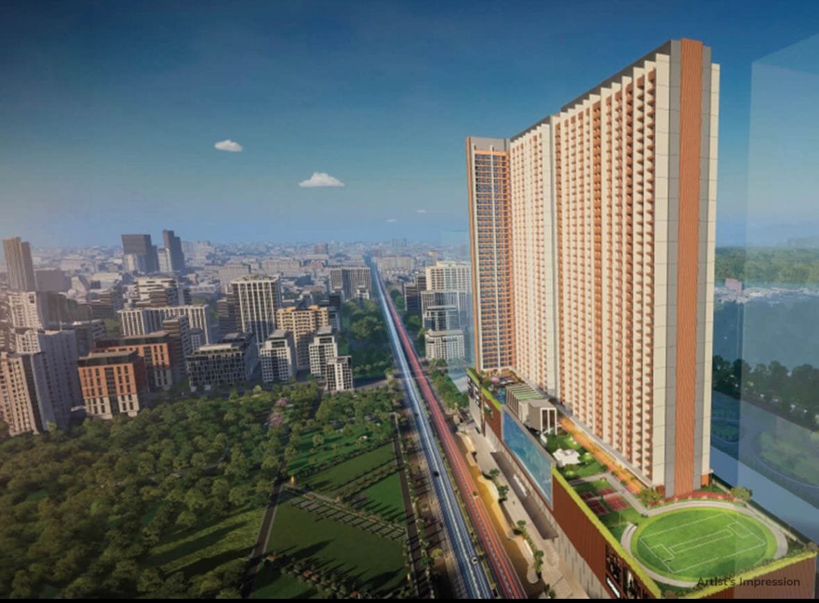 JP Codename StarLife tower and podium beside the Western Express Highway (artist's impression)