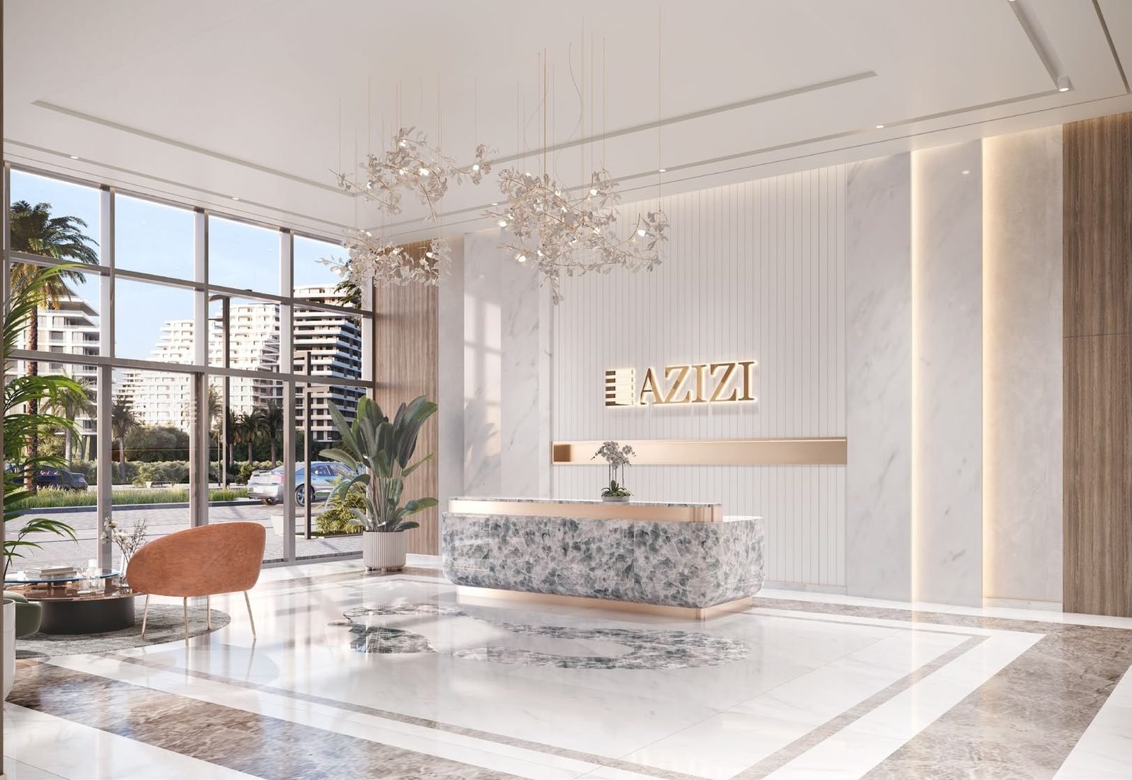 Azizi Venice apartment lobby