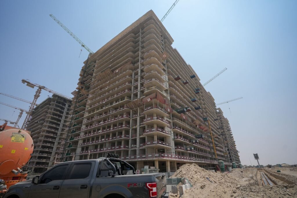 Azizi Venice mid-rise building structure, September 2026