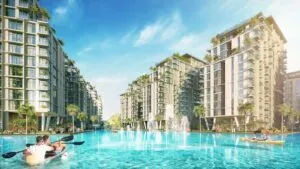 Azizi Venice residences along the lagoon