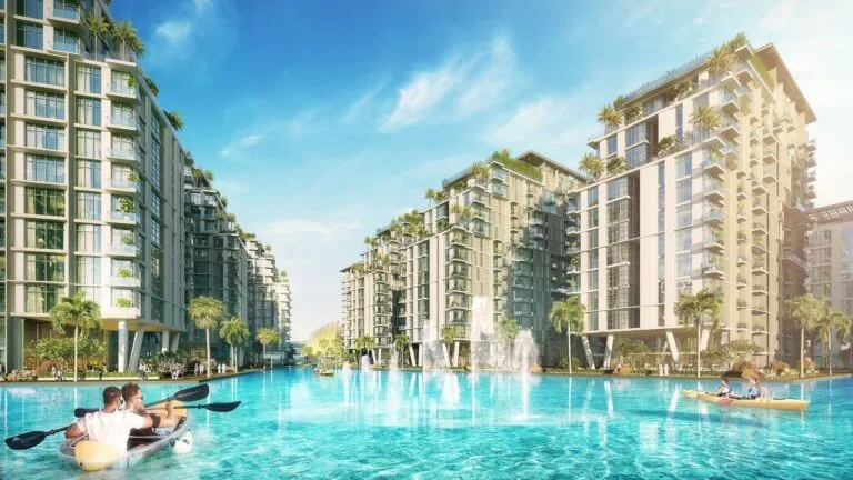 Azizi Venice residences along the lagoon