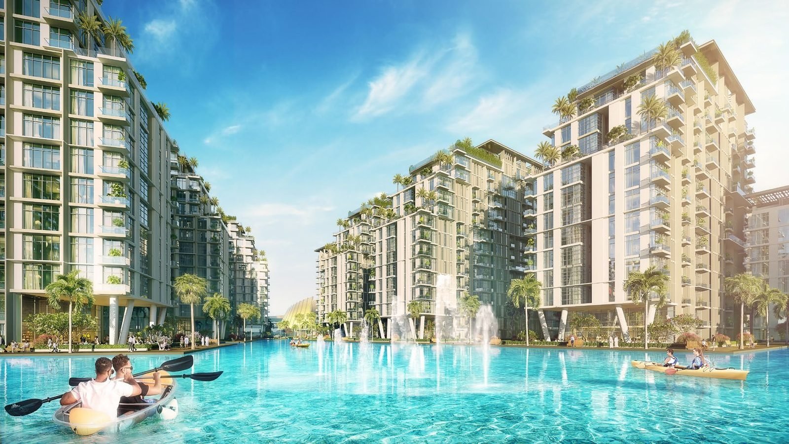 Azizi Venice residences along the lagoon