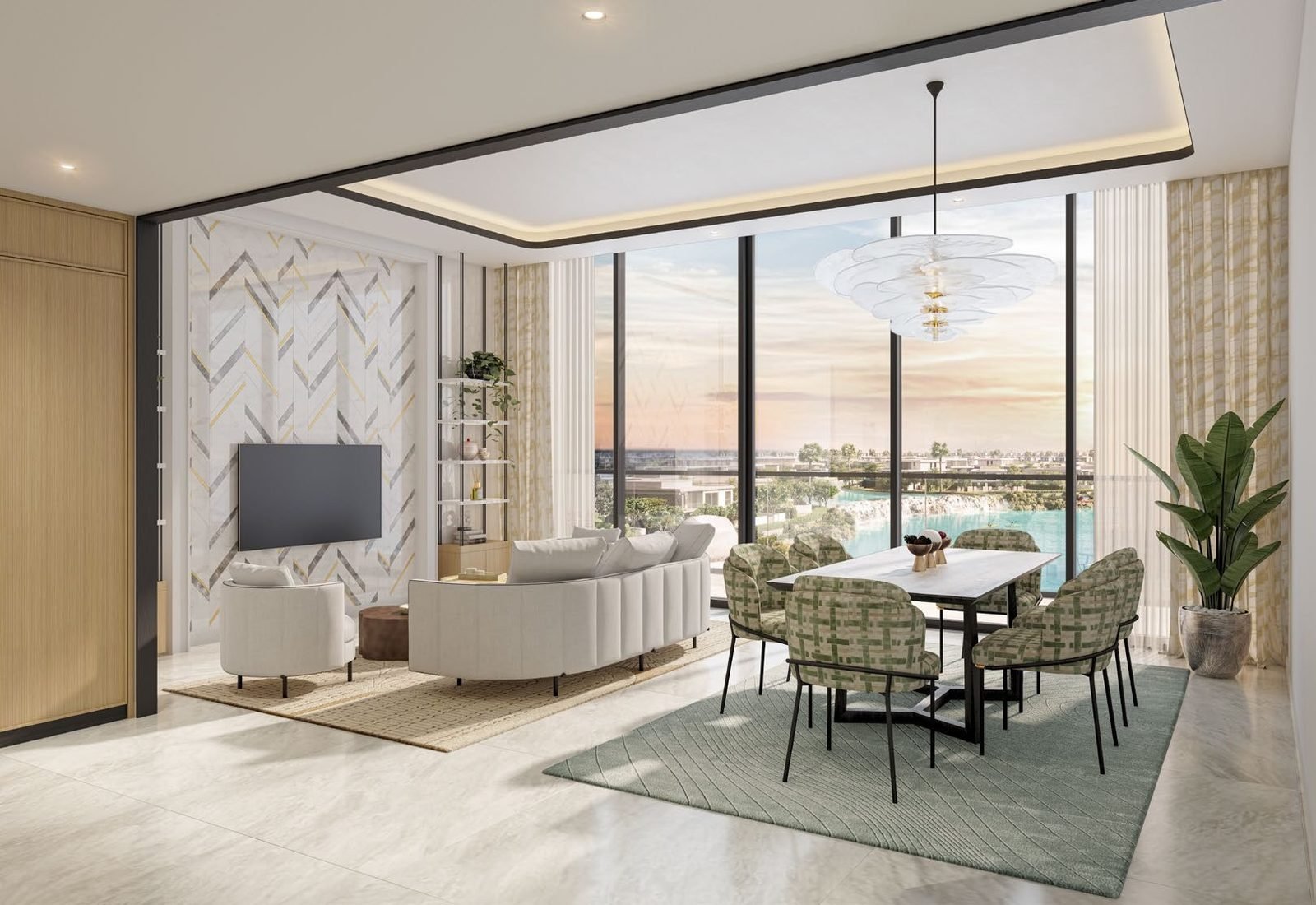 Azizi Venice apartment living and dining room
