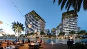 Azizi Venice waterfront promenade and cafes