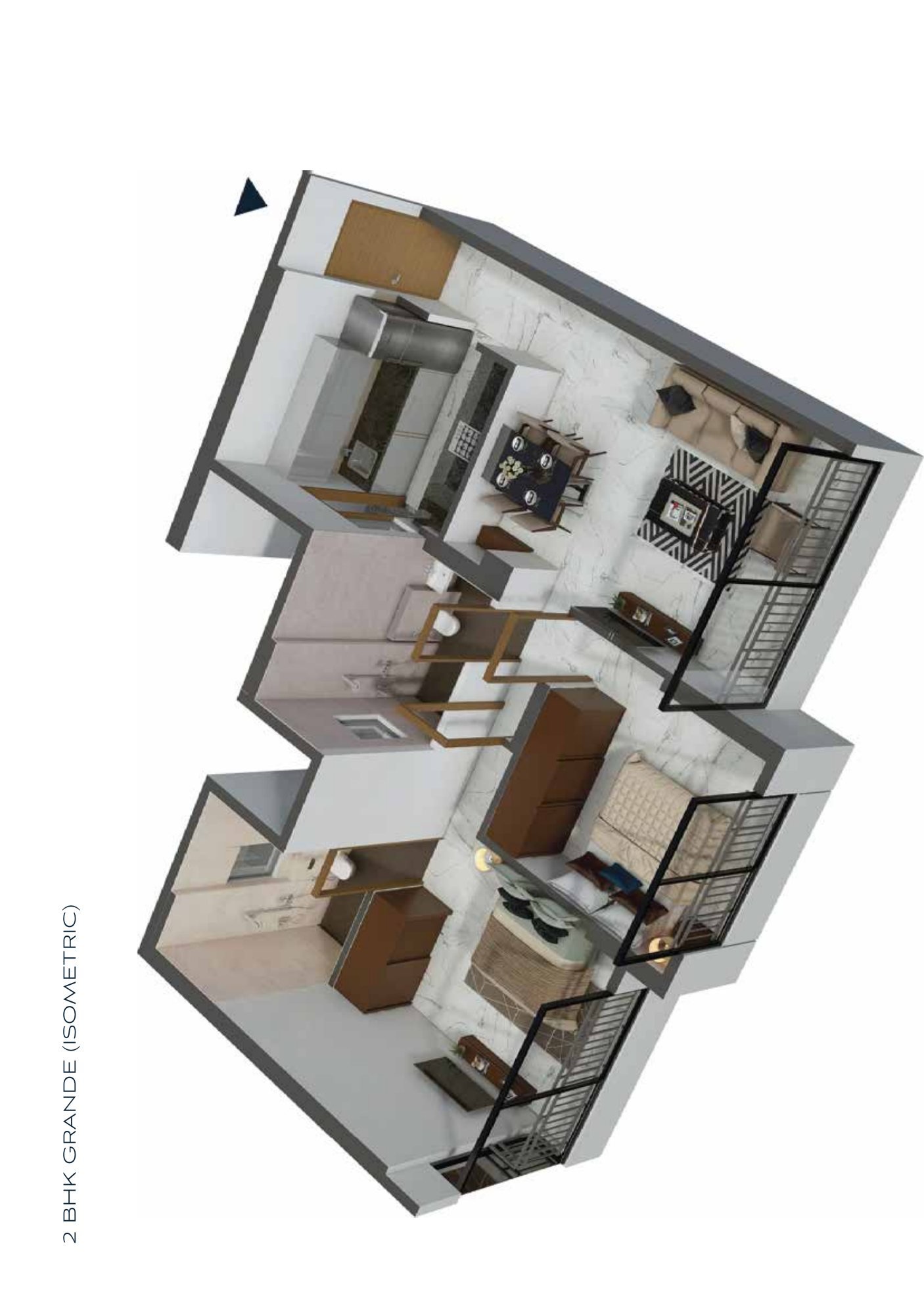 2 BHK Grande – 3D View