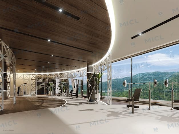 Gymnasium with national park views at MICL Aaradhya Parkwood