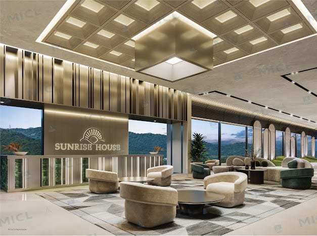Sunrise House clubhouse lounge at MICL Aaradhya Parkwood