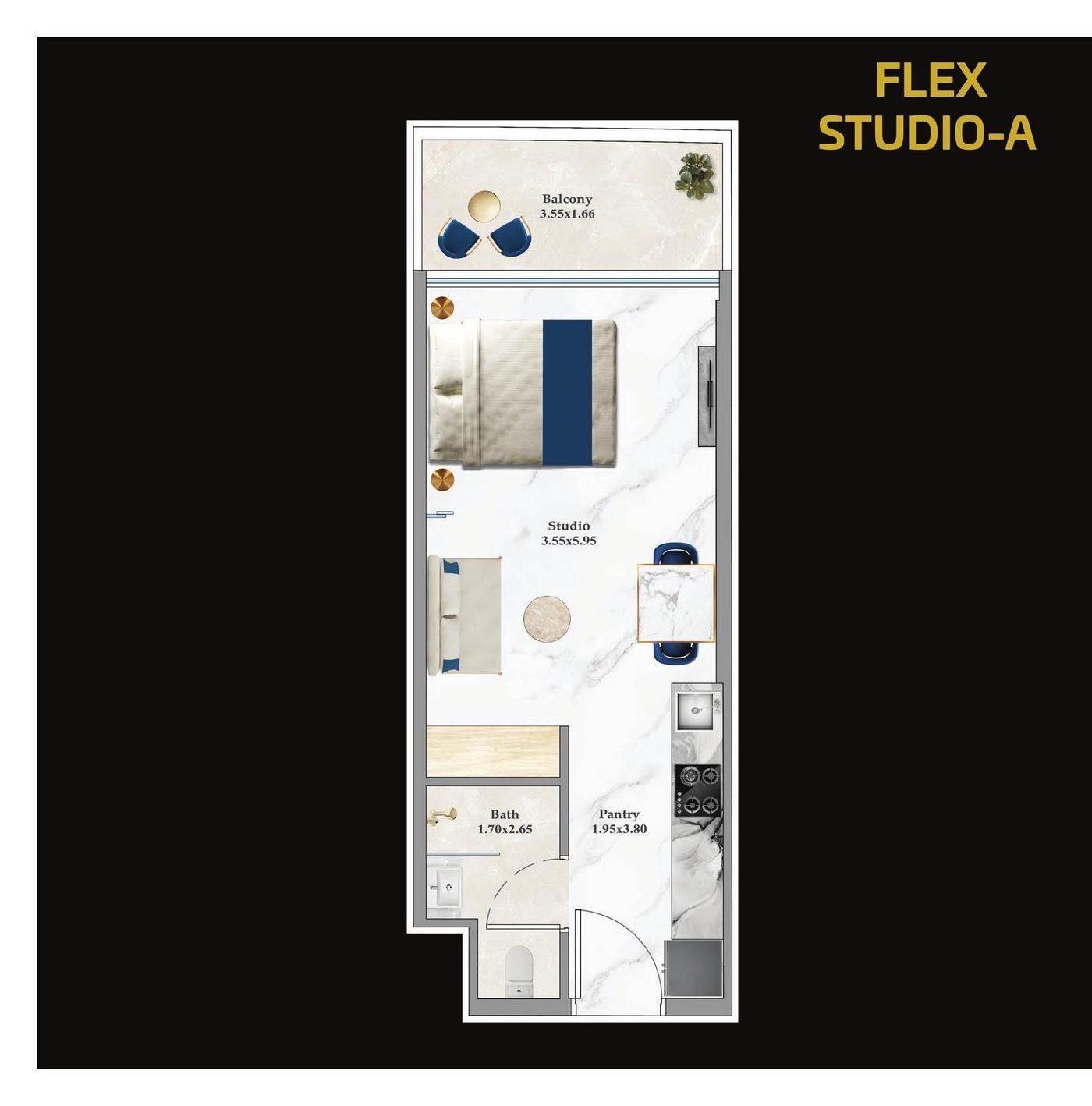 Aspirz by Danube: Luxury Serviced Apartments in Dubai Sports City — floor plan preview