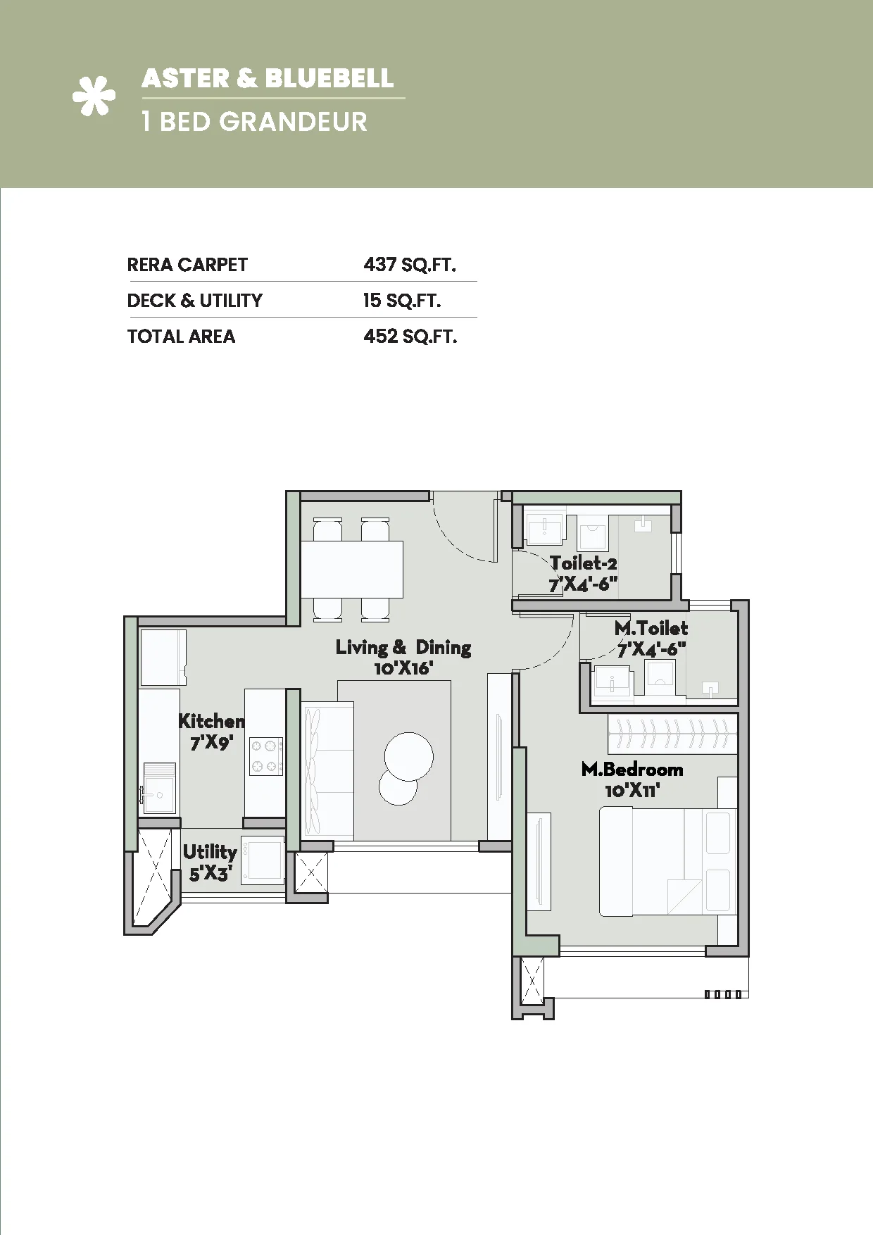 1 Bed Grandeur – Aster & Bluebell