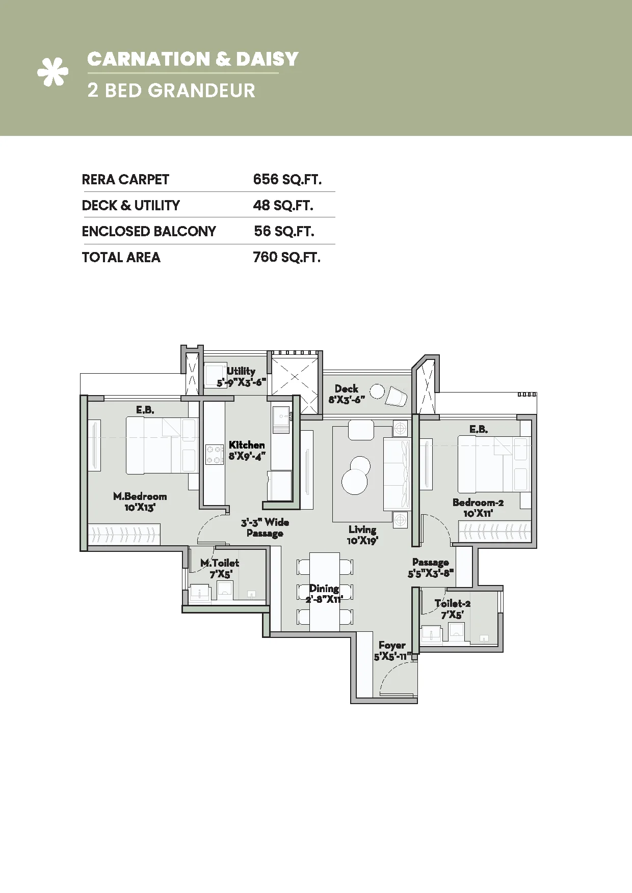 2 Bed Grandeur – Carnation & Daisy