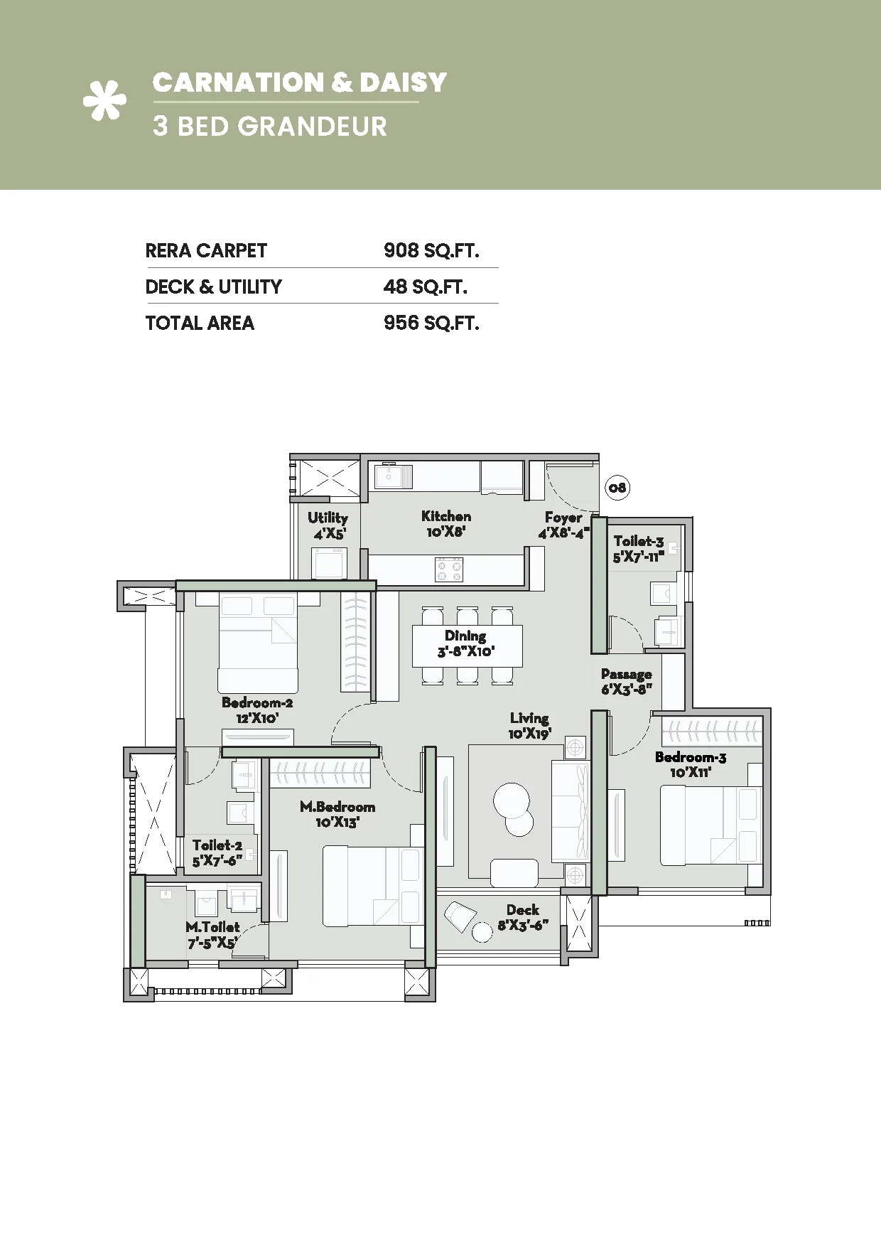 3 Bed Grandeur – Carnation & Daisy
