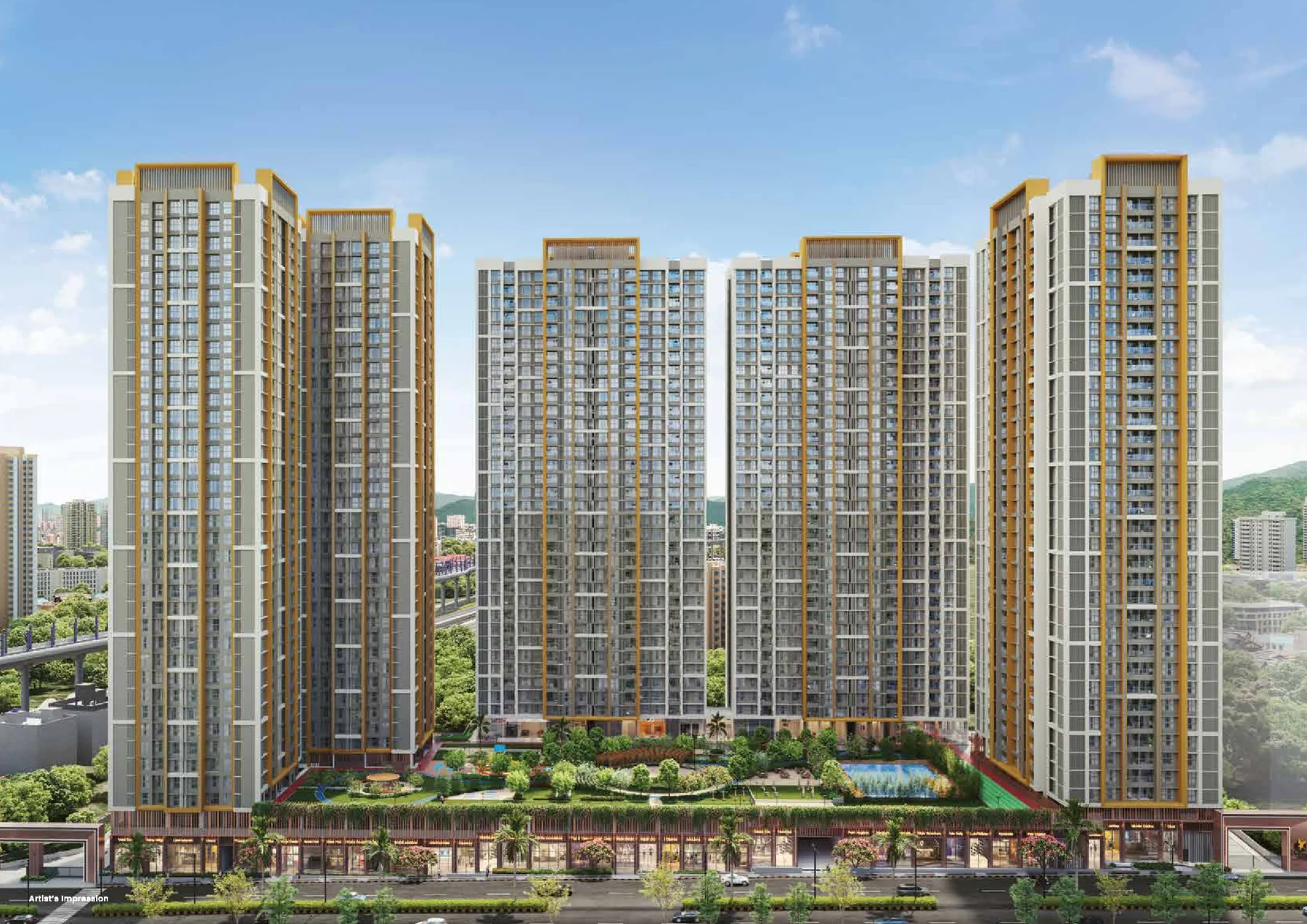 Prestige Garden Trails, Mira Road – five towers elevation (artist's impression)