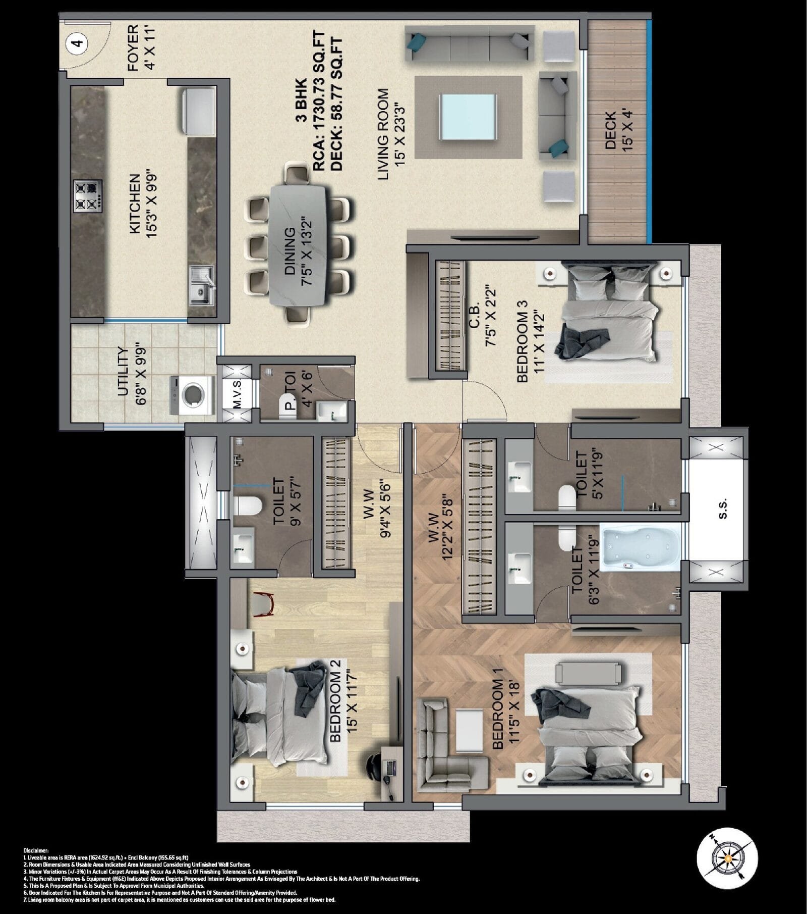 Sonam Opulence, Bhayandar East (Mira Road): 3, 4 & 5 BHK — floor plan preview