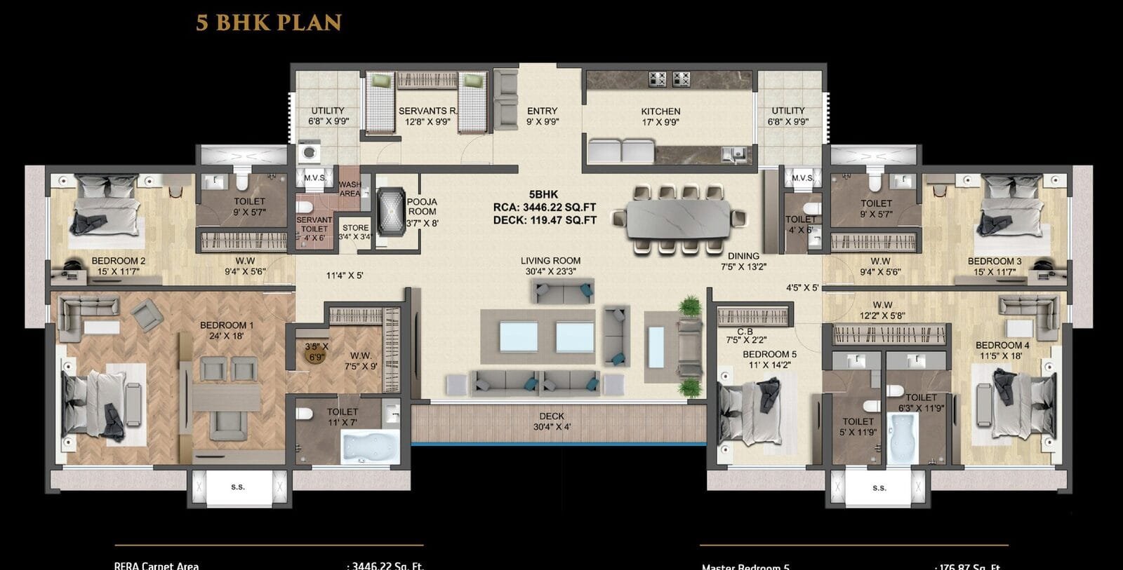 5 BHK - 3,446.22 sq ft