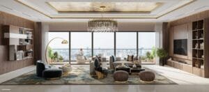 Living room with Italian marble at Sonam Opulence (artist impression)