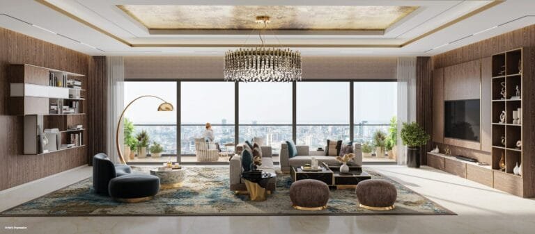 Living room with Italian marble at Sonam Opulence (artist impression)