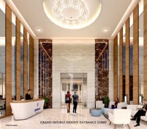 Grand double-height entrance lobby at Sonam Opulence (artist impression)