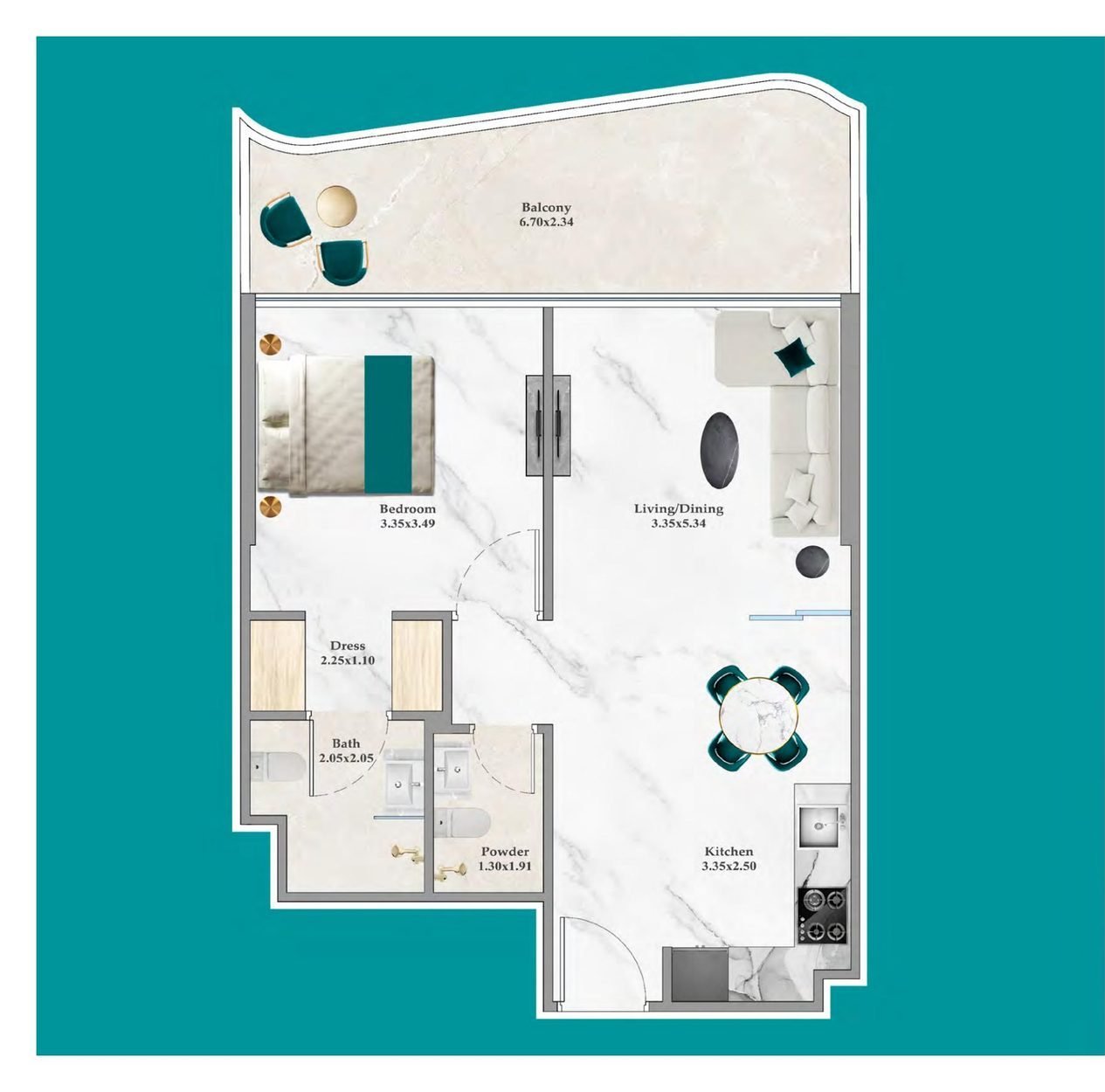 Flex 1 Bedroom (convertible to 2 BHK)