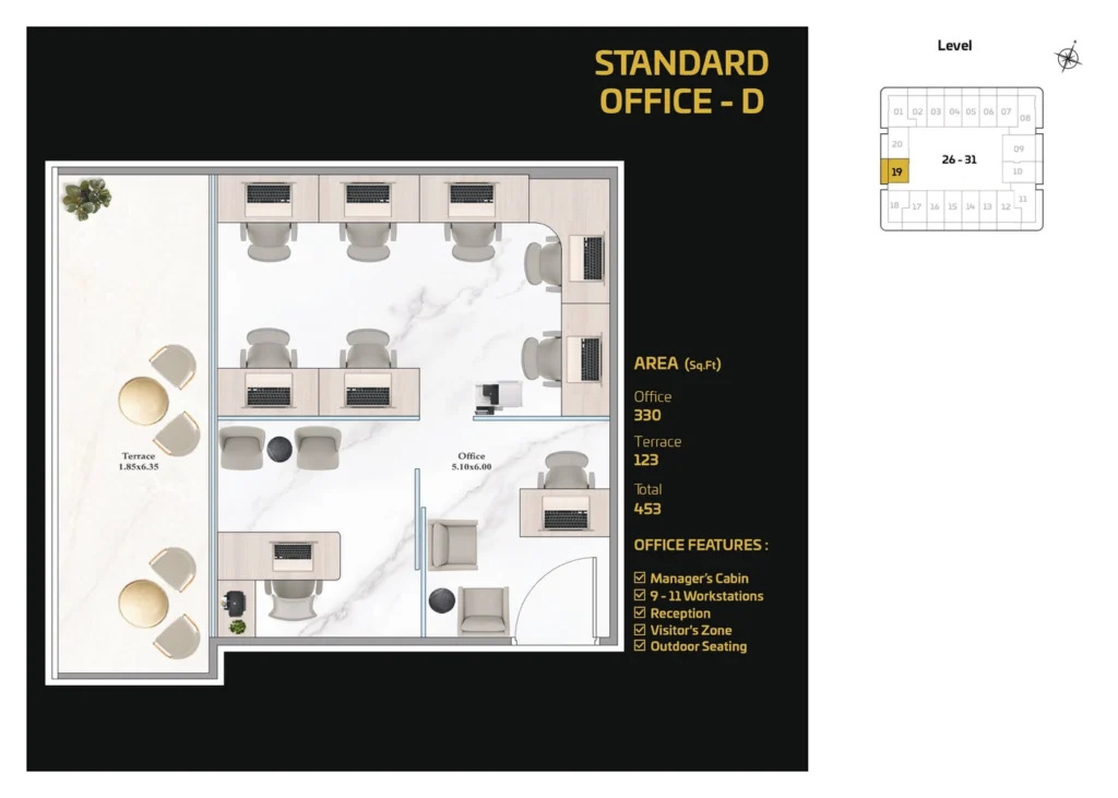 Standard office Type c layout in Dubai commercial property for sale