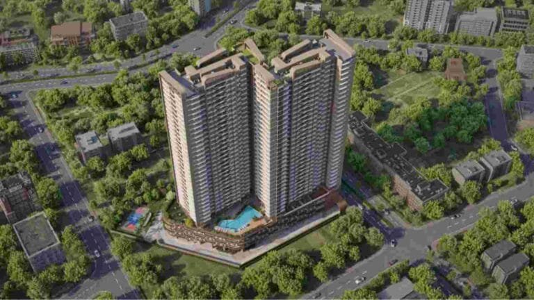 Mayfair Mira Pride, Mira Road East – aerial view of the towers and podium (artist's impression)