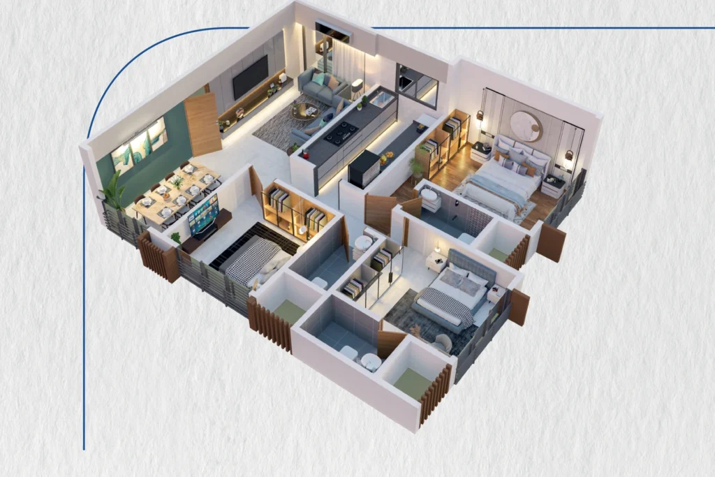 Citizen Bandra West 3 BHK apartment interior layout, luxury apartments Bandra West