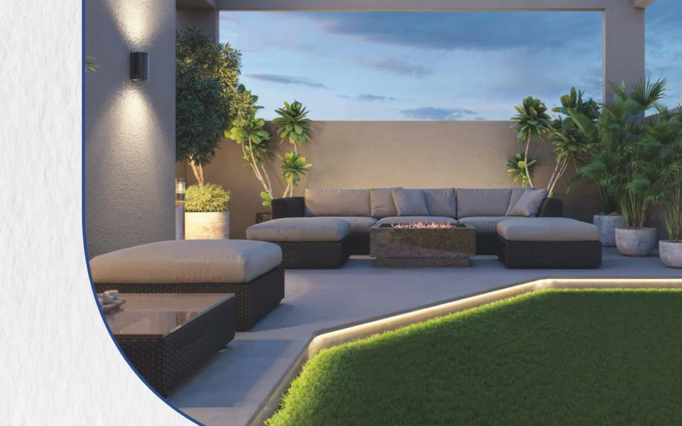Rooftop lounge deck with fire pit seating at Gulnar Bandra West