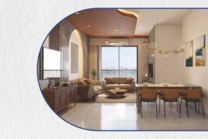Living and dining room with sea view balcony at Gulnar Bandra West
