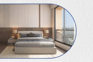 Master bedroom with balcony view at Gulnar Bandra West, Navy Colony Bandra flats