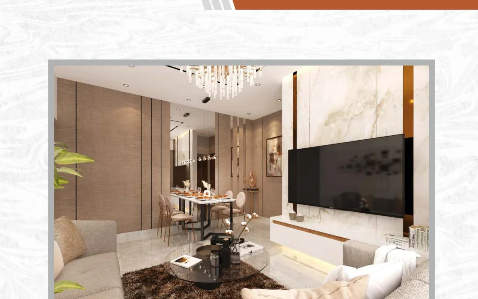 Living and dining room at Vivante Mahim West, flats on Lady Jamshedji Road