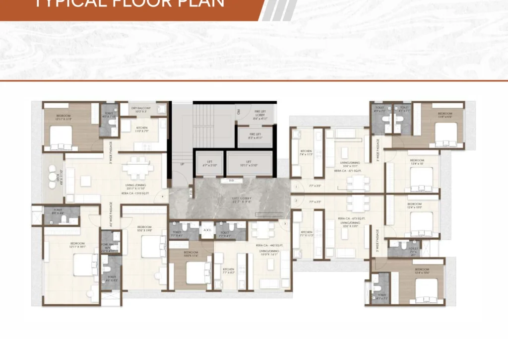 Vivante Mahim West typical floor plan, 1 BHK 2 BHK 3 BHK flats Mahim West