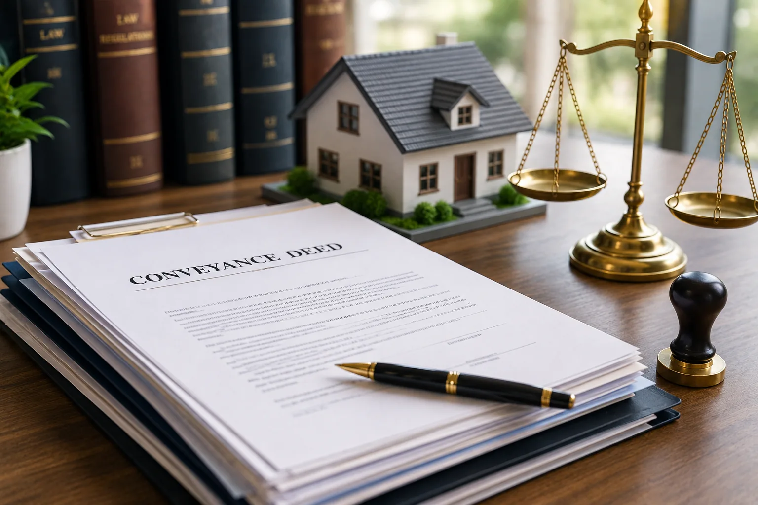 Gavel beside a deemed conveyance deed representing legal due diligence