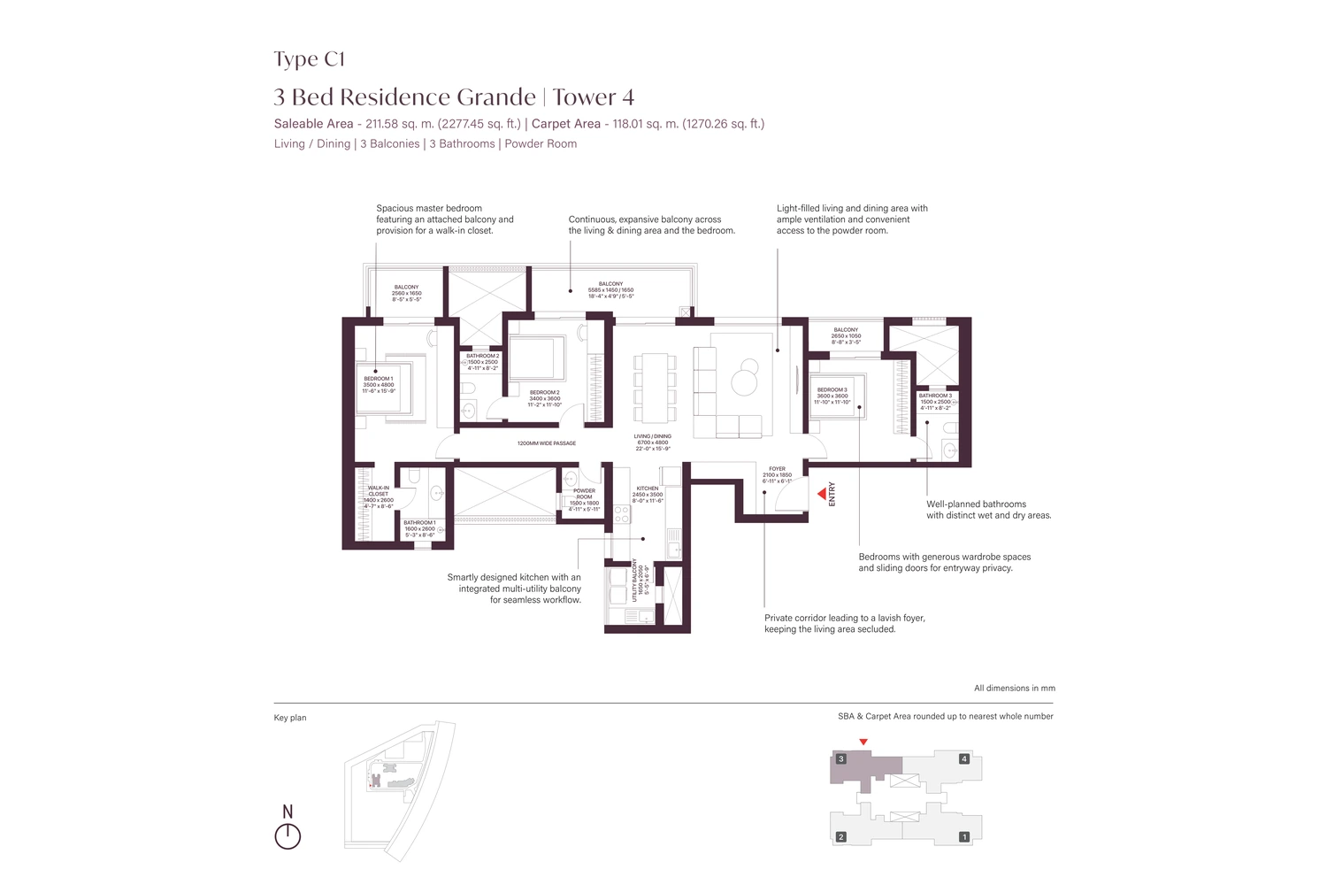 Type C1 - 3 Bed Grande (Tower 4)