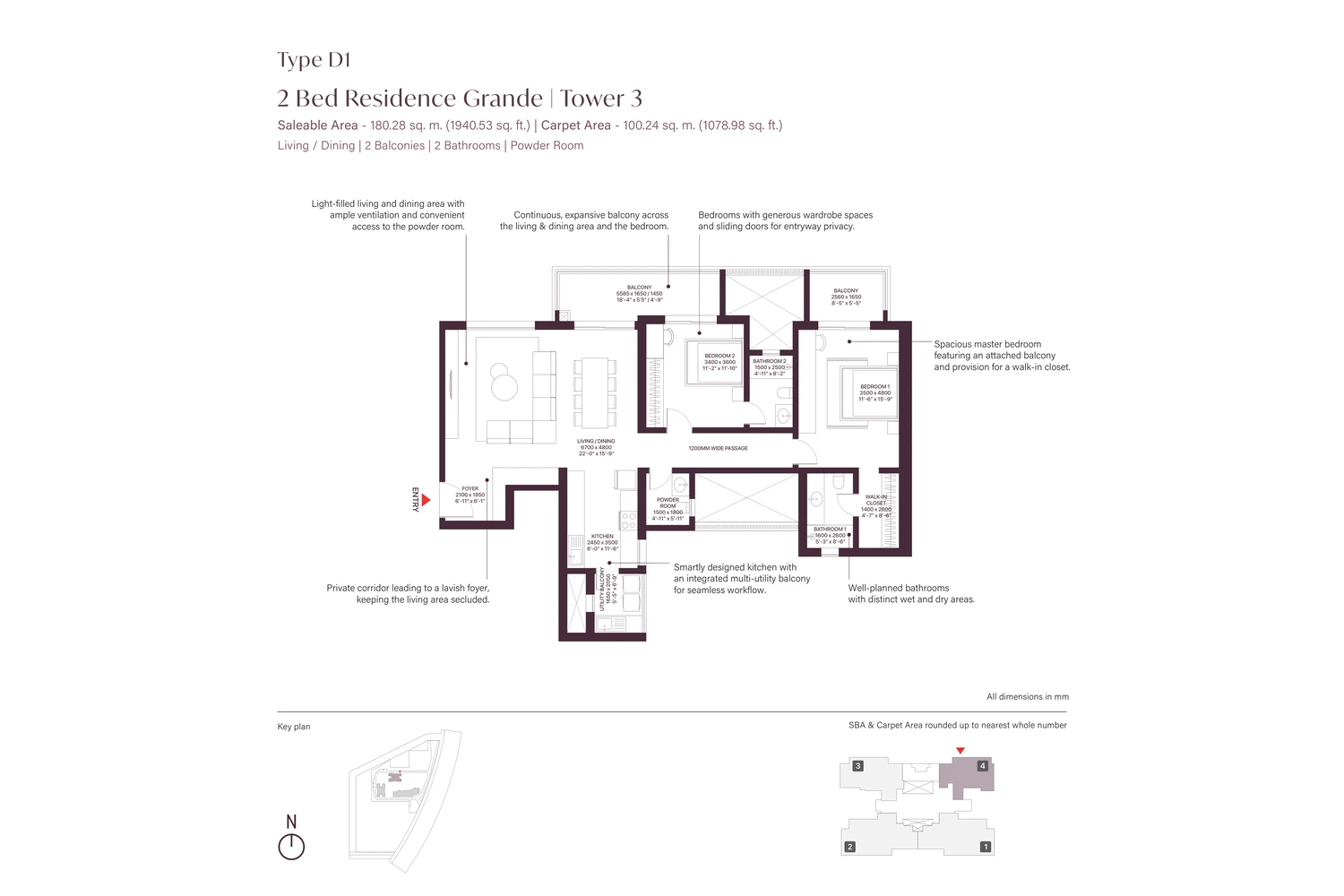 Type D1 - 2 Bed Grande (Tower 3)