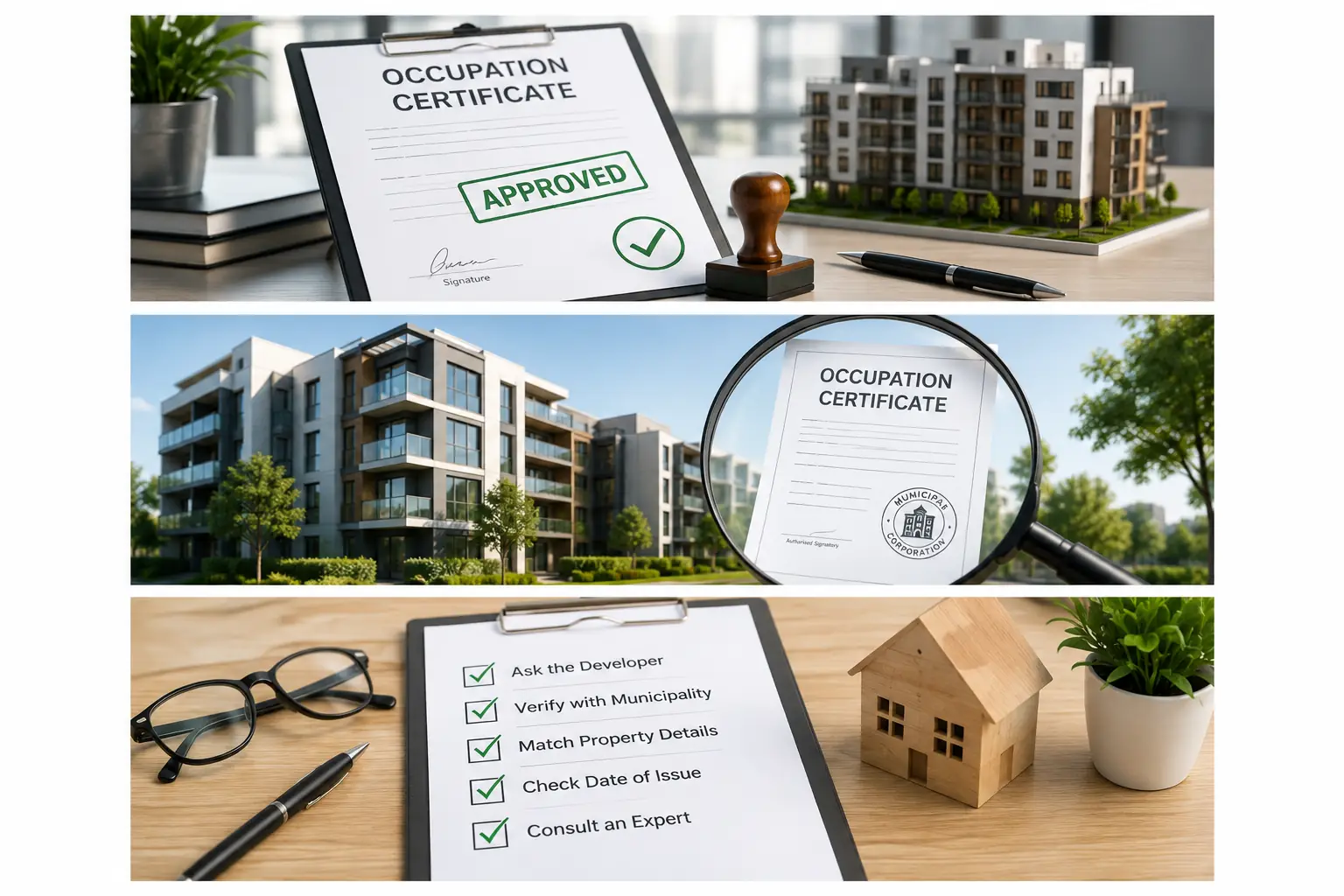 Occupation Certificate: Importance, Risks and Checklist 4 Occupation Certificate verification checklist: ask the developer, verify with municipality, match property details, check date of issue, consult an expert