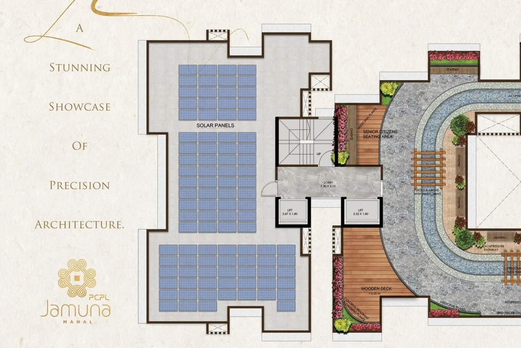 Jamuna Mahal Santacruz East terrace floor plan solar panels and seating