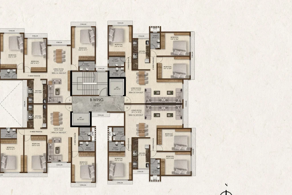 Jamuna Mahal Santacruz East B Wing typical floor plan