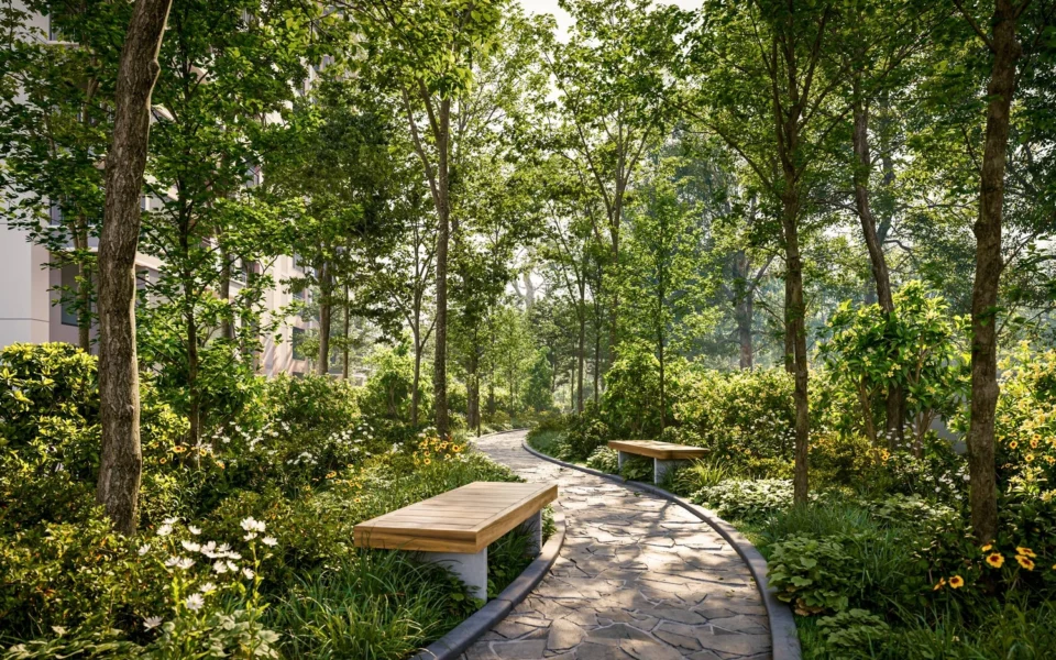 SOBHA Crescent Sector 63A nature trail through canopy grove
