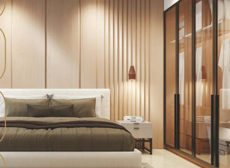 Nirmal Kunj Vile Parle West bedroom interior with wardrobe