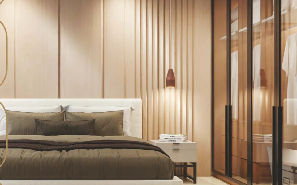Nirmal Kunj Vile Parle West bedroom interior with wardrobe