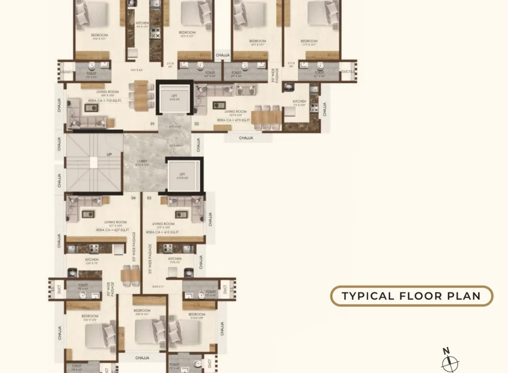 Nirmal Kunj Vile Parle West typical floor plan 1 and 2 BHK