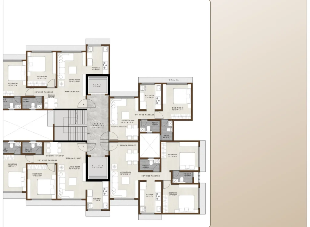 Ivory Heights Vile Parle East typical floor plan wing A 1 and 2 BHK