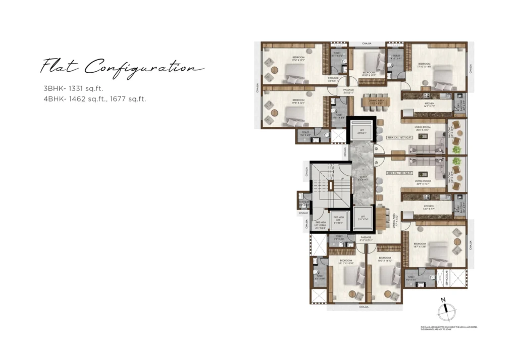 Pearl Palace Santacruz West typical floor plan 3 BHK and 4 BHK