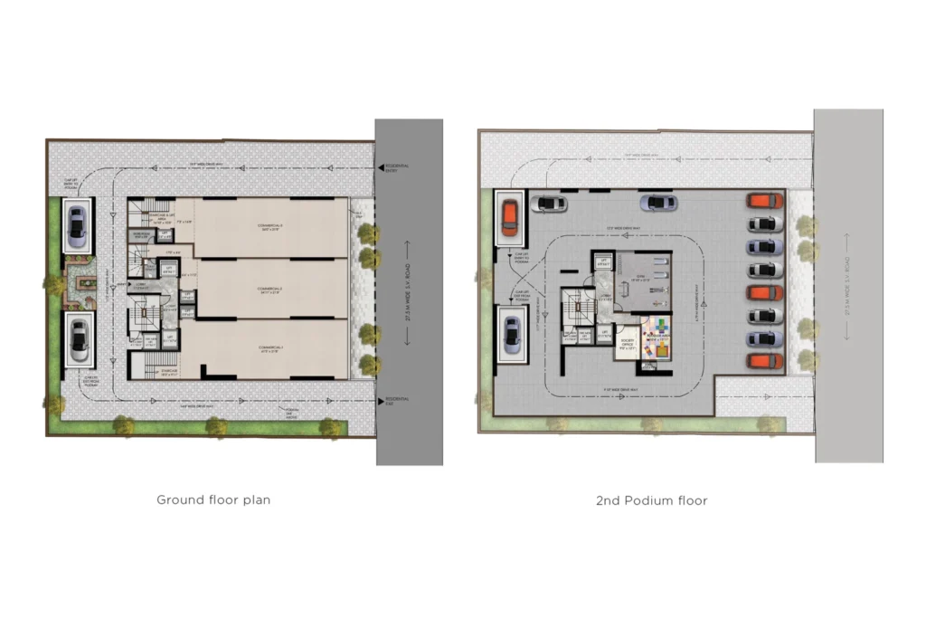 Pearl Palace Santacruz West ground floor and podium parking plan