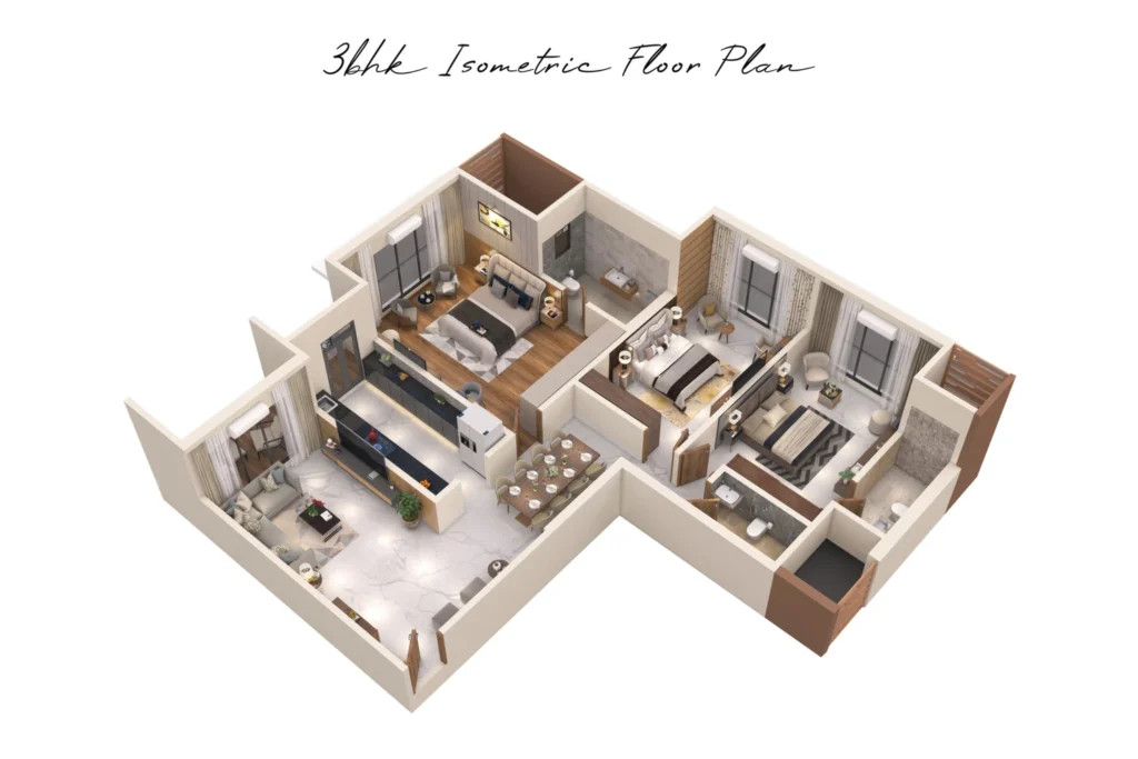 Pearl Palace Santacruz West 3 BHK isometric floor plan