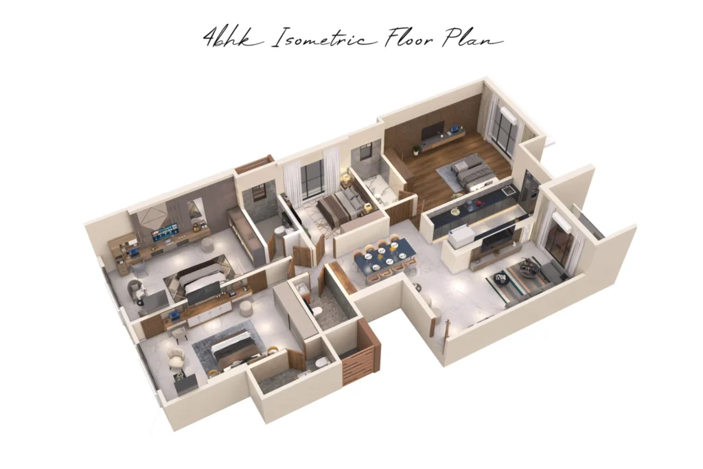 Pearl Palace Santacruz West 4 BHK isometric floor plan
