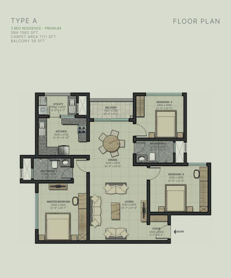 SOBHA Arbor Poonamallee Chennai: Luxury 3 & 4 BHK Eco Homes — floor plan preview