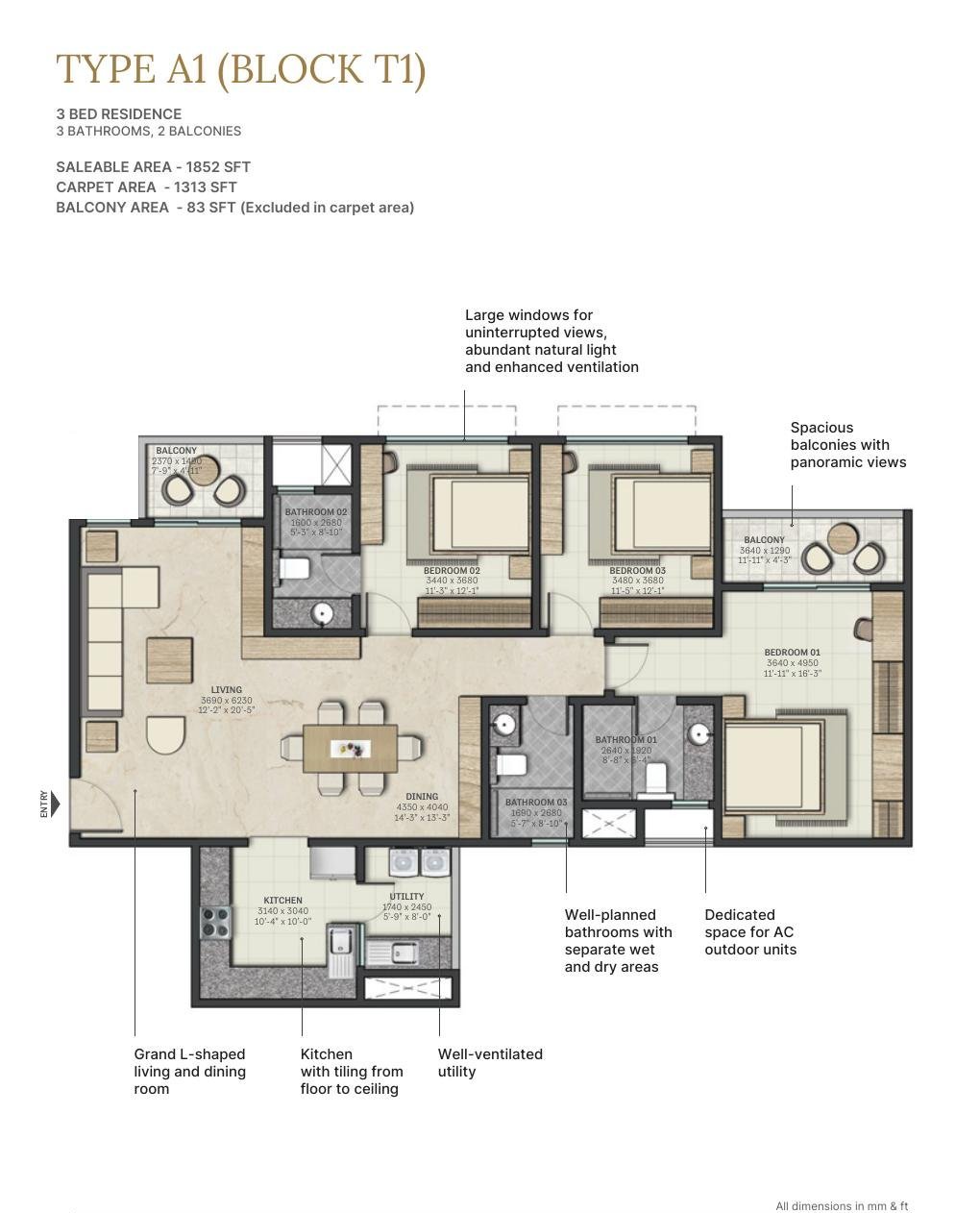 SOBHA Atlantis Vyttila Kochi: Luxury Lakefront 3 & 4 BHK Homes — floor plan preview